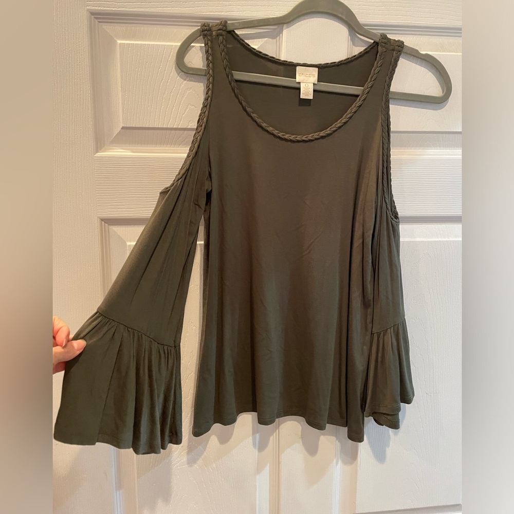 Chicos cold shoulder blouse with beautiful roping detail
